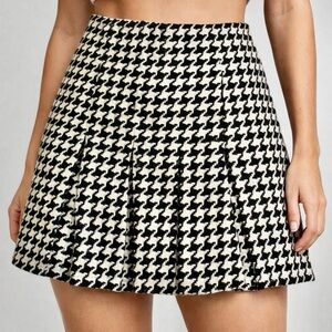 Dee Elly Tweed Houndstooth Mini Skirt